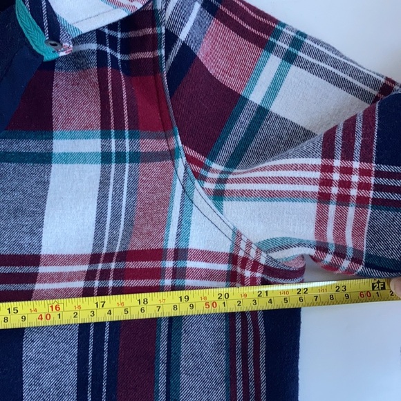 Orvis long sleeve snap closure fleece lined navy red white green shacket flannel - Picture 11 of 15